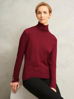 Hobbs Lara Roll Neck Pure Merino Wool Jumper, Red