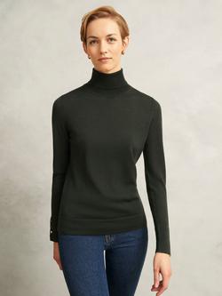 Hobbs Lara Roll Neck Pure Merino Wool Jumper, Dark Green, Dark Green