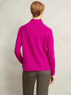 Hobbs Lorraine High Neck Wool Rich Jumper, Magenta Pink - view 2, Magenta Pink