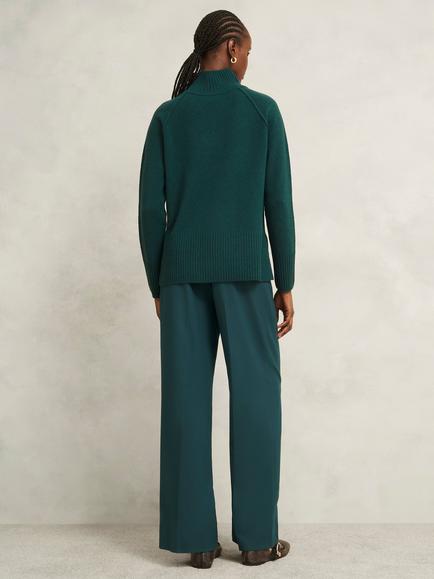Hobbs Lorraine Wool Blend Funnel Neck Jumper - view 2, Green