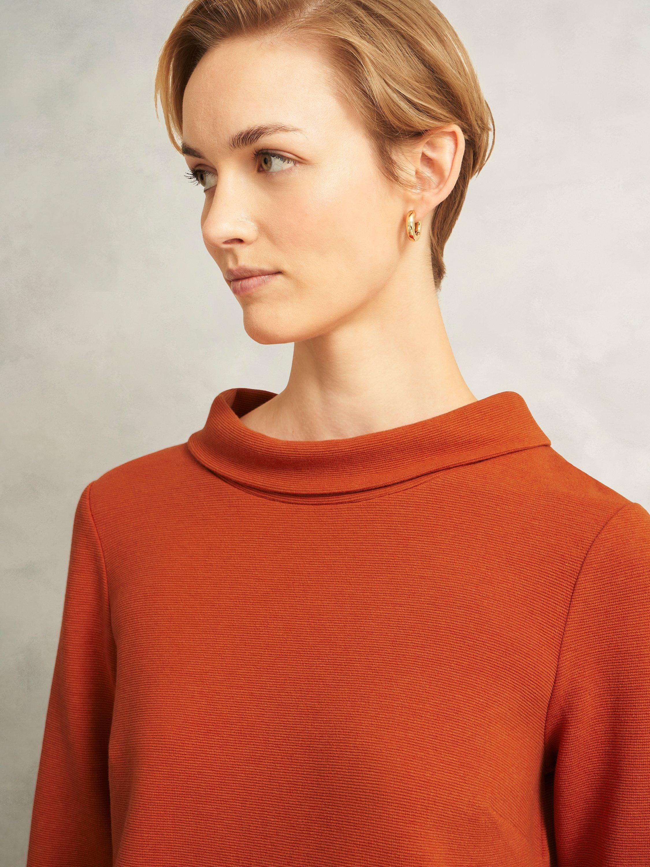 Product image 3 of 5, which shows Hobbs Betsy Stand Collar Top, Light Orange, M