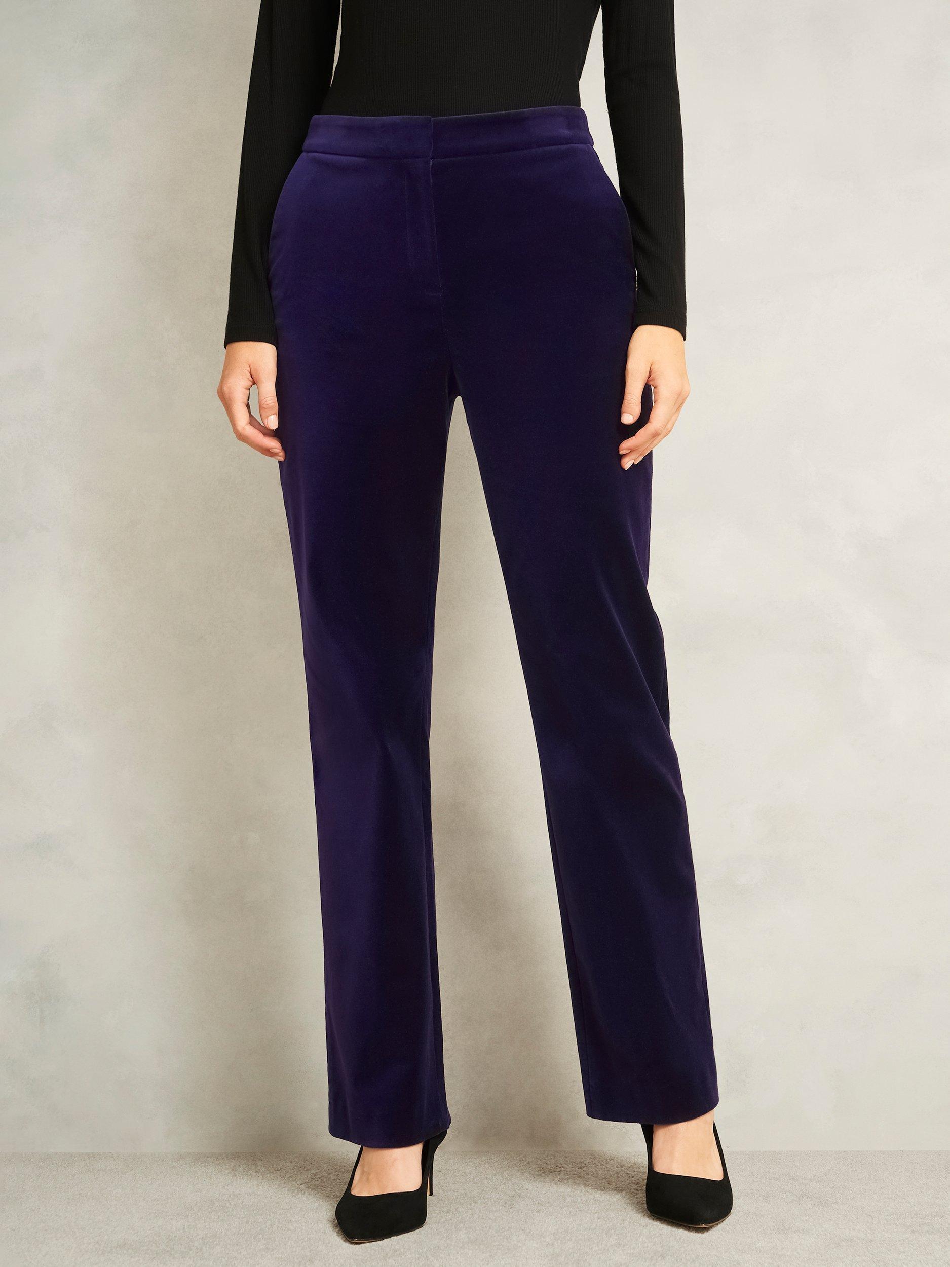 Product image 5 of 6, which shows Hobbs Heather Cotton Blend Straight Tailored Trousers, Purple, 10