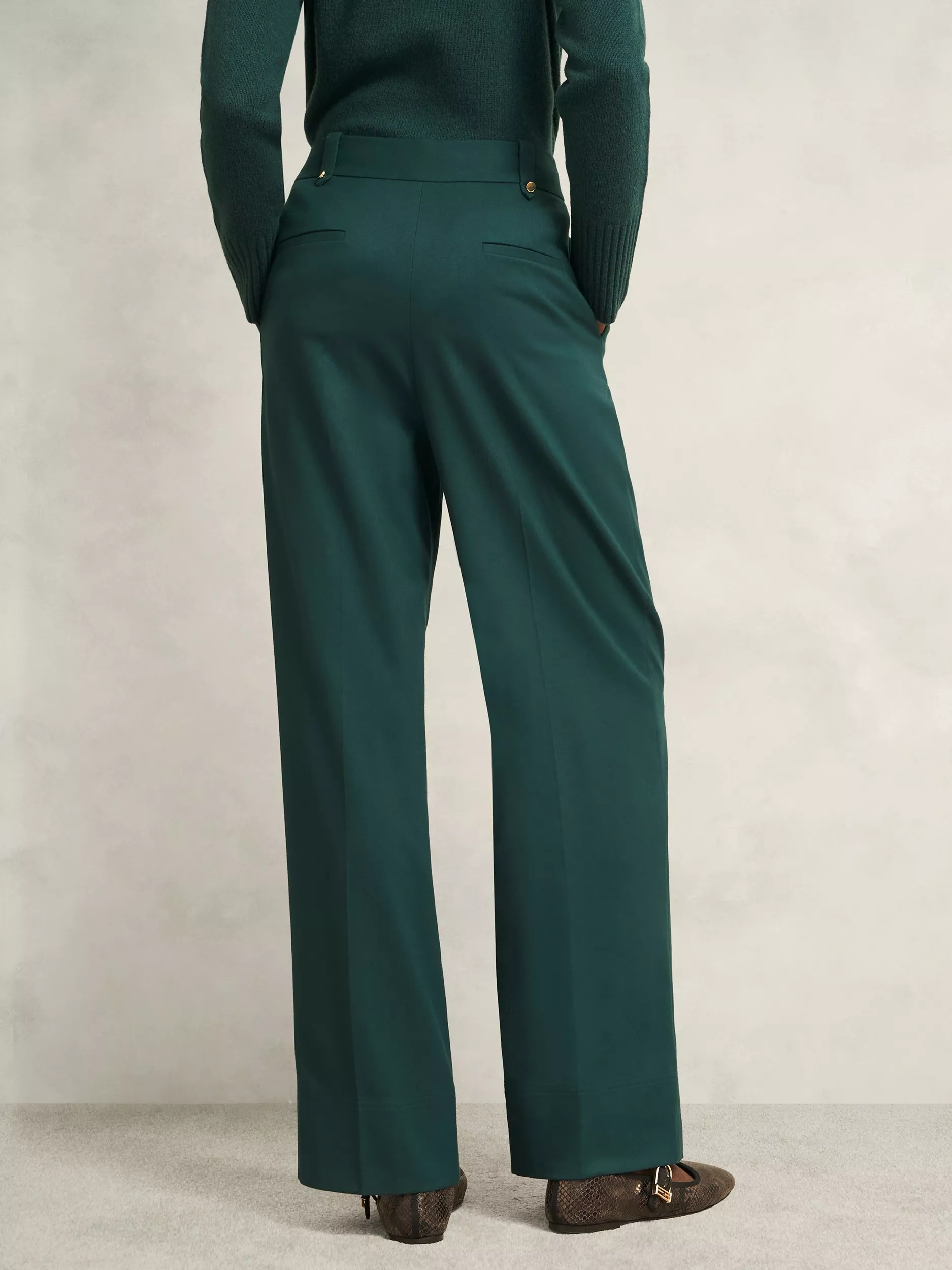 Hobbs Lucile Wide Leg Trousers, Ponderosa Green