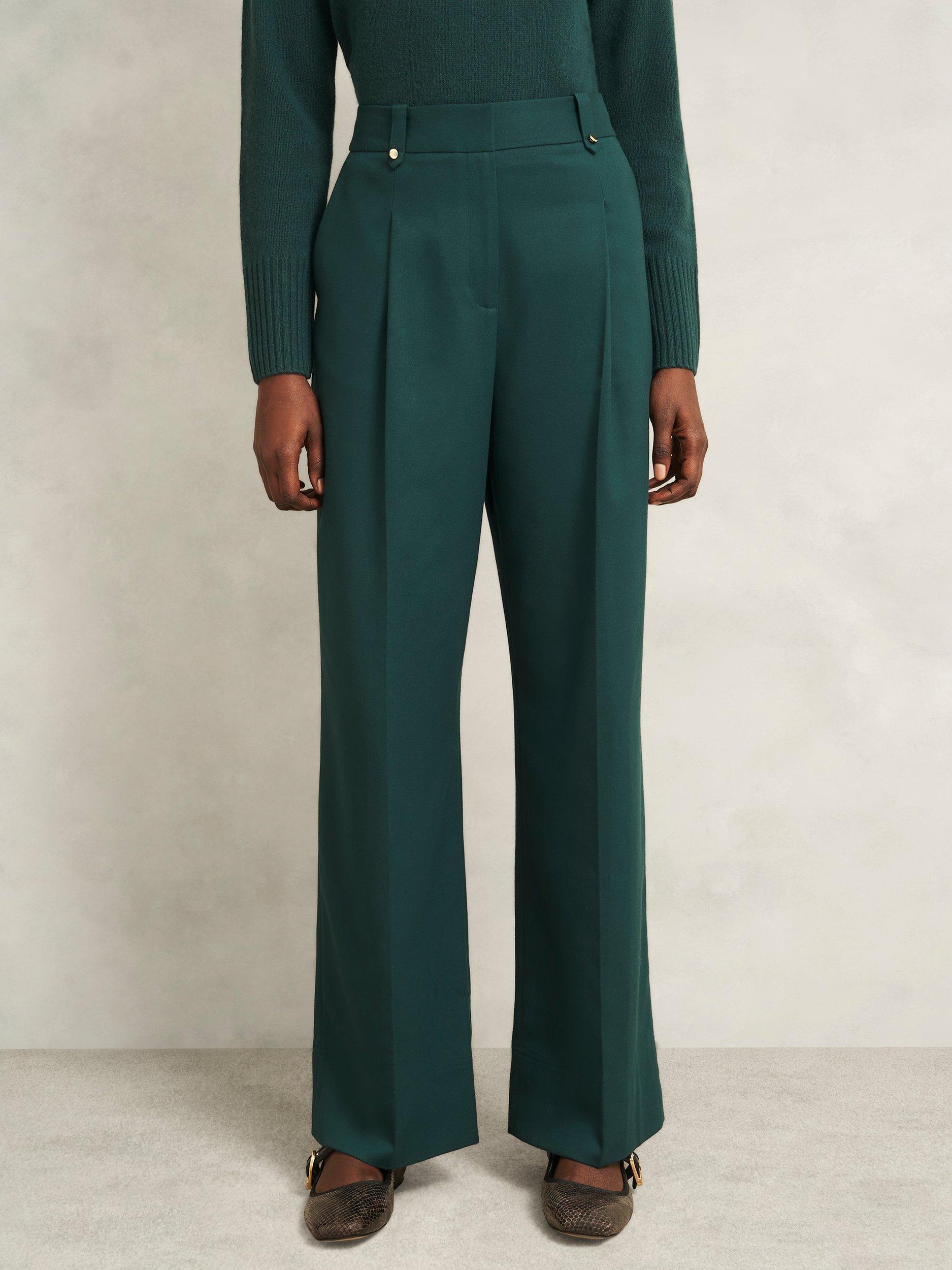 Hobbs Lucile Wide Leg Trousers, Ponderosa Green