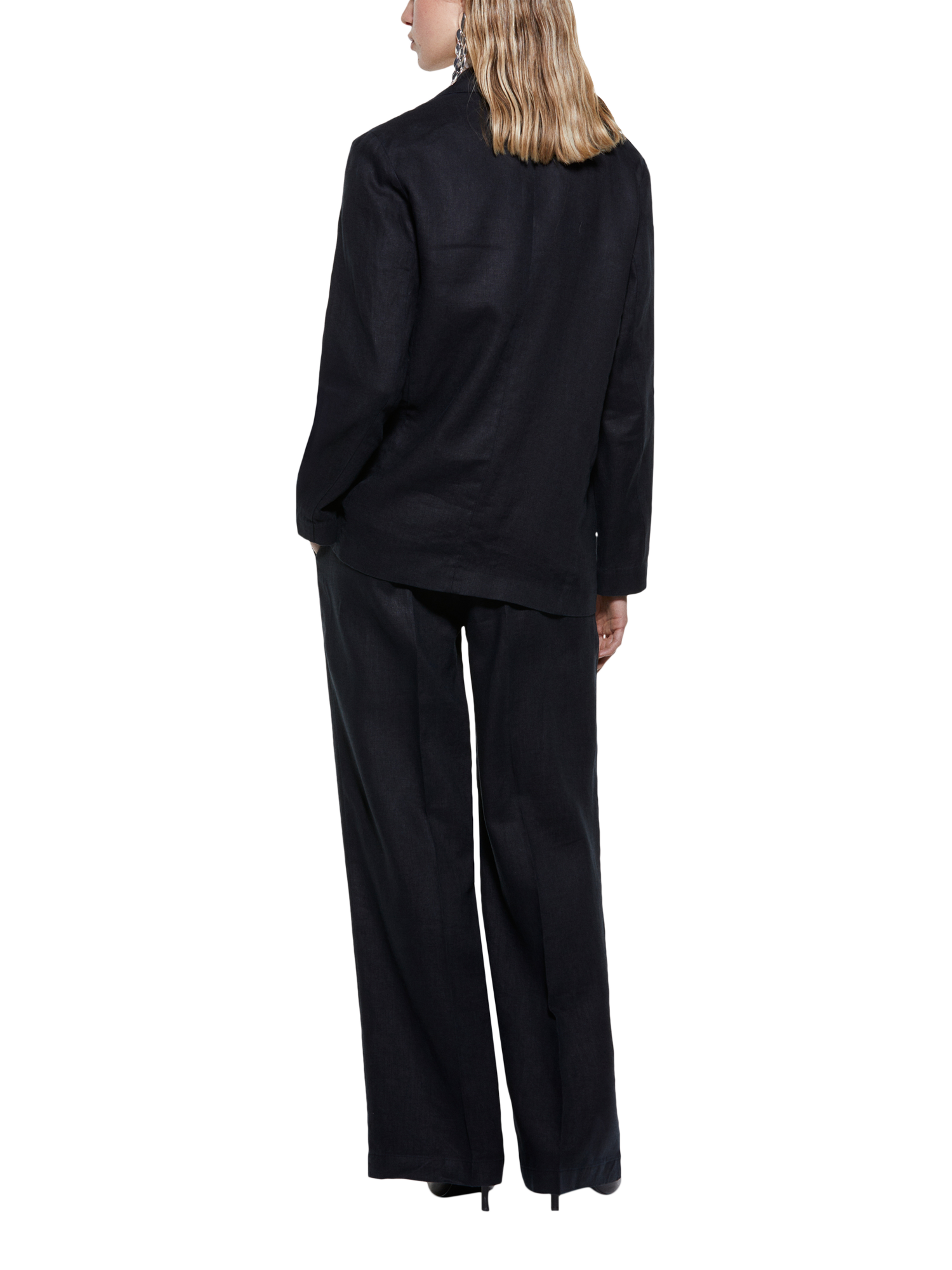 Product image 2 of 3, which shows SISLEY Single Button Pure Linen Blazer, Black, 8