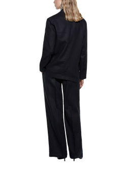 SISLEY Single Button Pure Linen Blazer, Black - view 2, Black