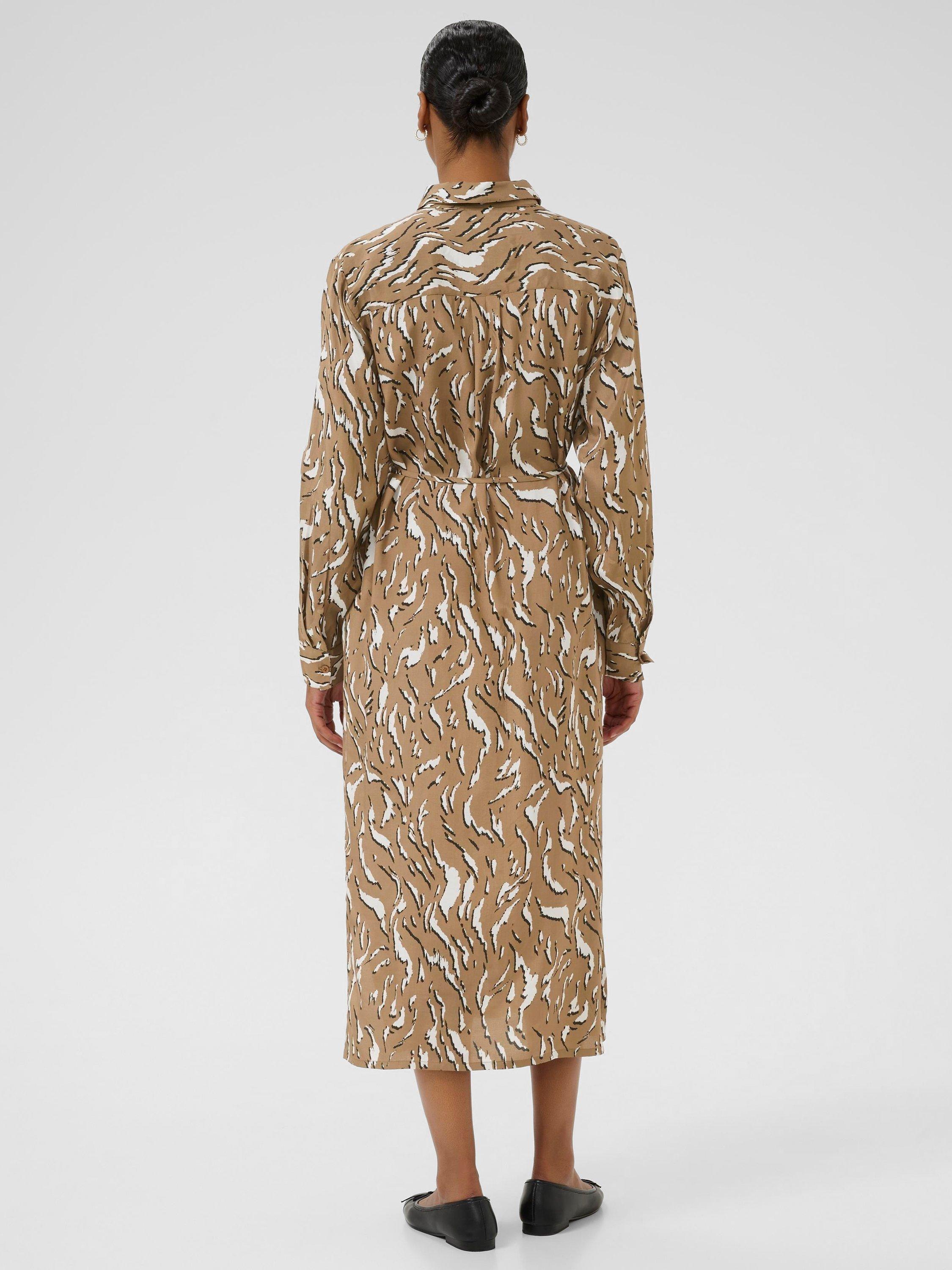 Product image 2 of 5, which shows KAFFE KAmille Midi Shirt Dress, Brown/Multi, 8