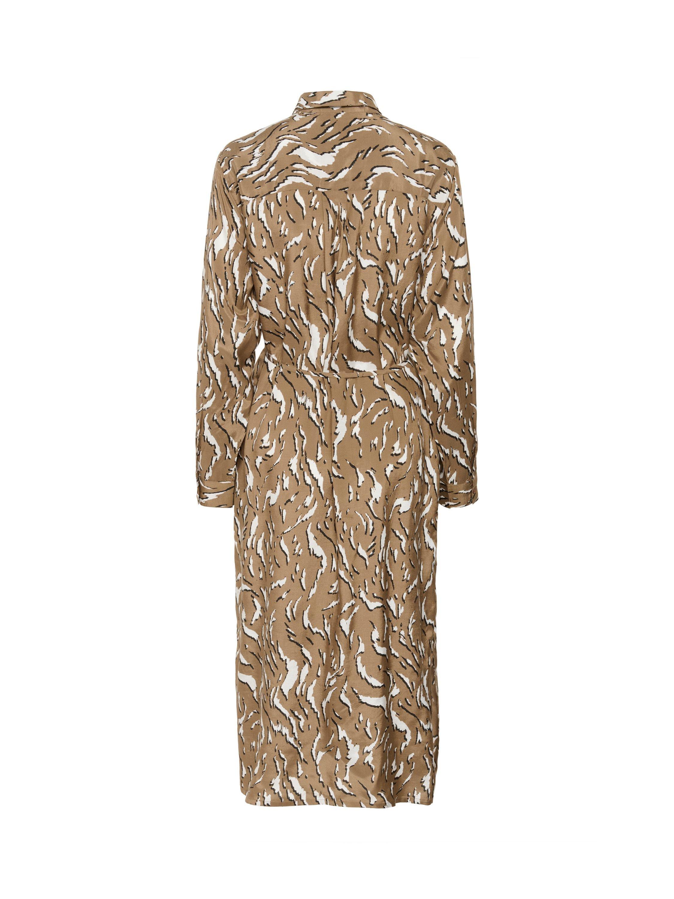 Product image 5 of 5, which shows KAFFE KAmille Midi Shirt Dress, Brown/Multi, 8