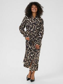 KAFFE KAmille Midi Shirt Dress, Black/Multi