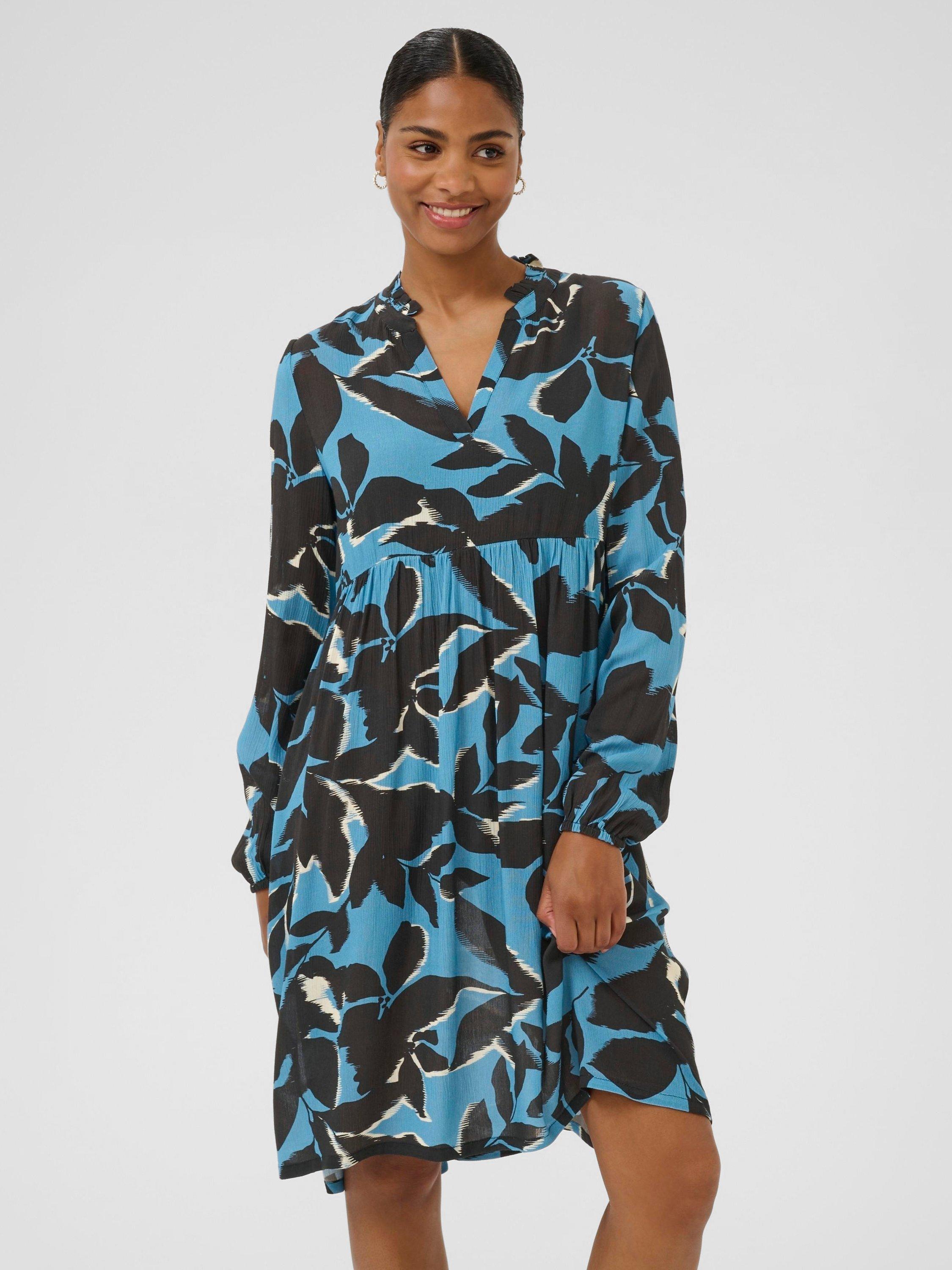 Product image 1 of 6, which shows KAFFE Lisette Amber Midi Dress, Blue/Multi, 8