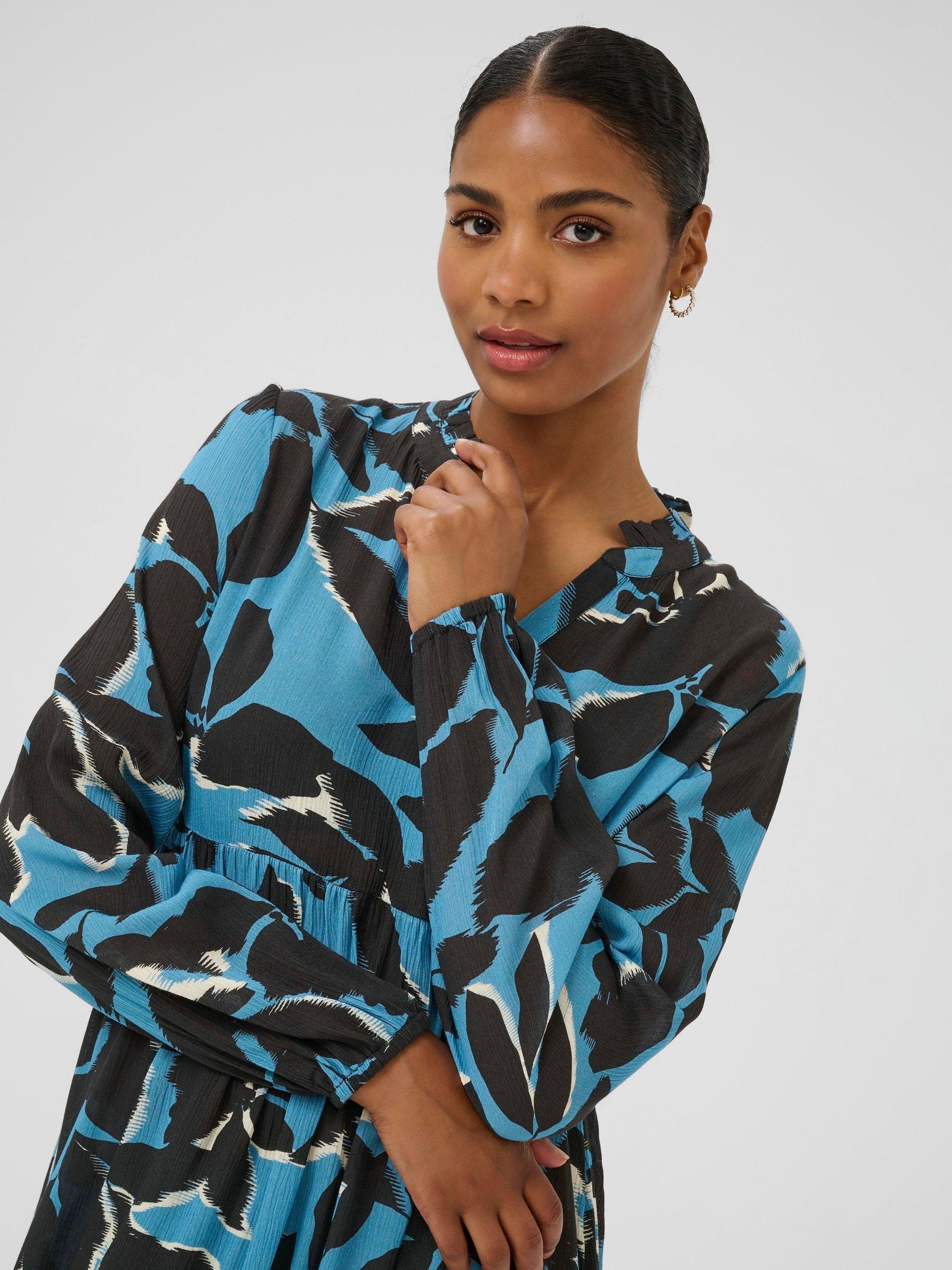 Product image 4 of 6, which shows KAFFE Lisette Amber Midi Dress, Blue/Multi, 8