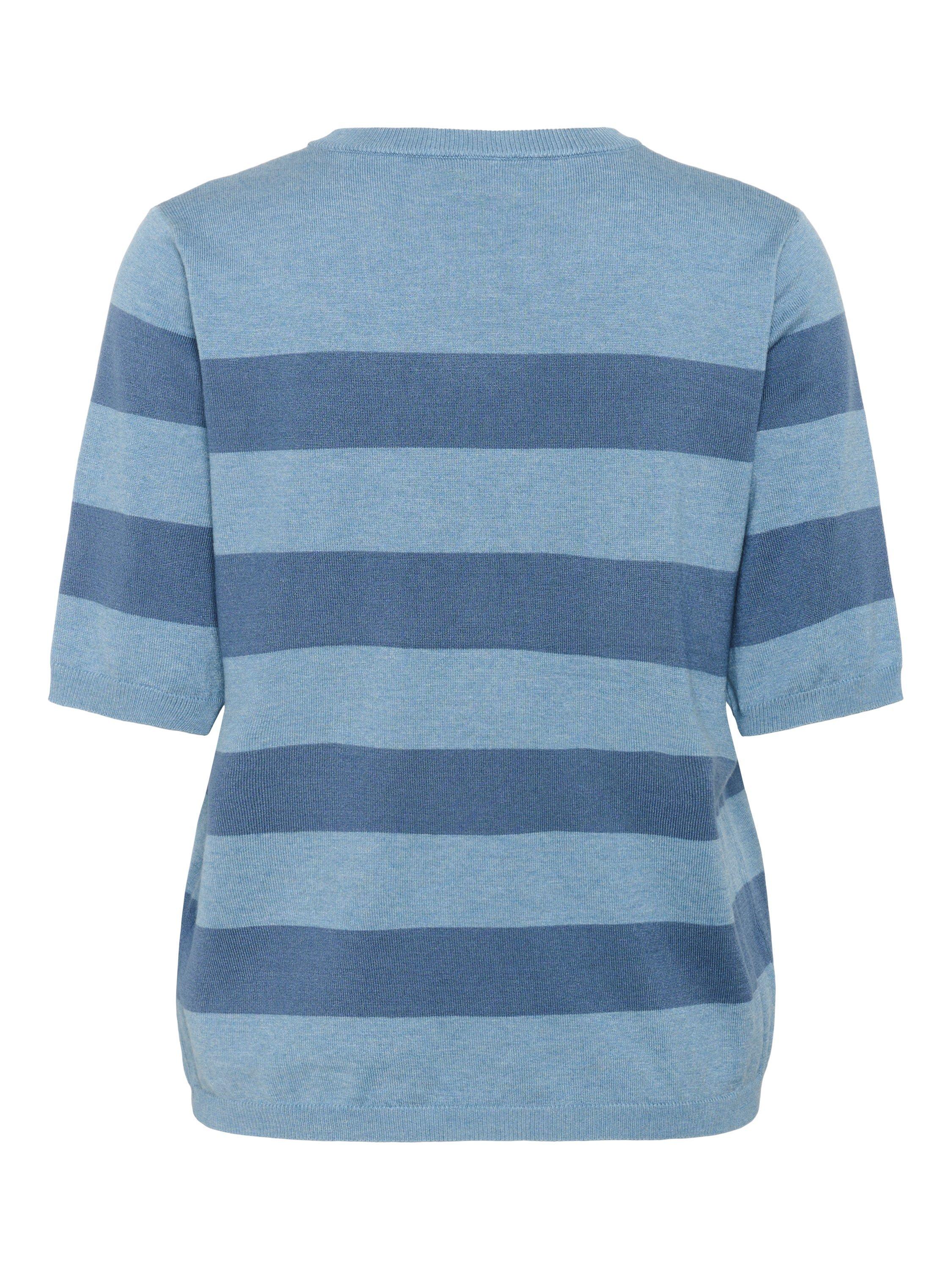 Product image 6 of 6, which shows KAFFE KAlizza Crew Neck Short Sleeve Stripe Jumper, Blue/Multi, XL
