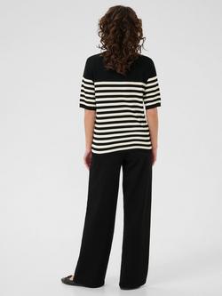 KAFFE KAlizza Crew Neck Short Sleeve Stripe Jumper - view 2, Black/Multi