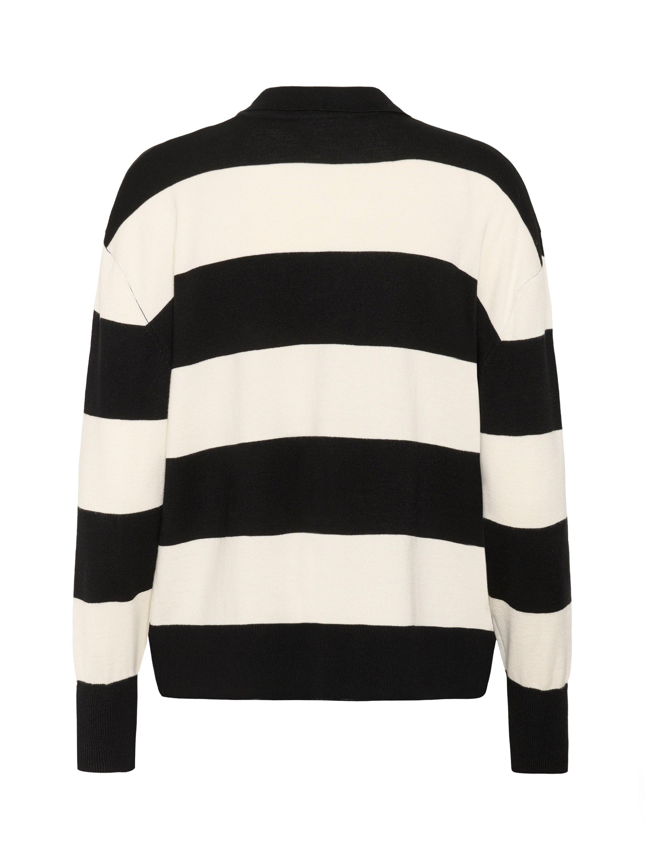 Product image 6 of 6, which shows KAFFE KAlizza Long Sleeve Stripe Polo Shirt, Black/Multi, XS