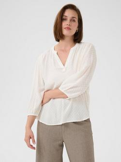 KAFFE Annika Textured V-Neck Top, Chalk