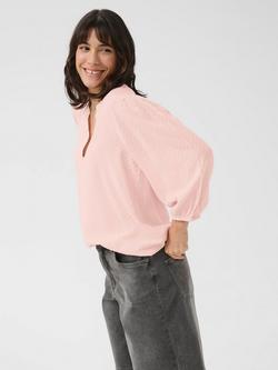 KAFFE KAannika V Neck Blouse, Mid Pink