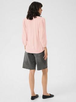 KAFFE KAannika V Neck Blouse - view 2, Mid Pink