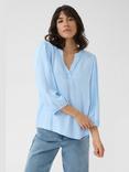 KAFFE Annika Textured V-Neck Top, Windsurfer