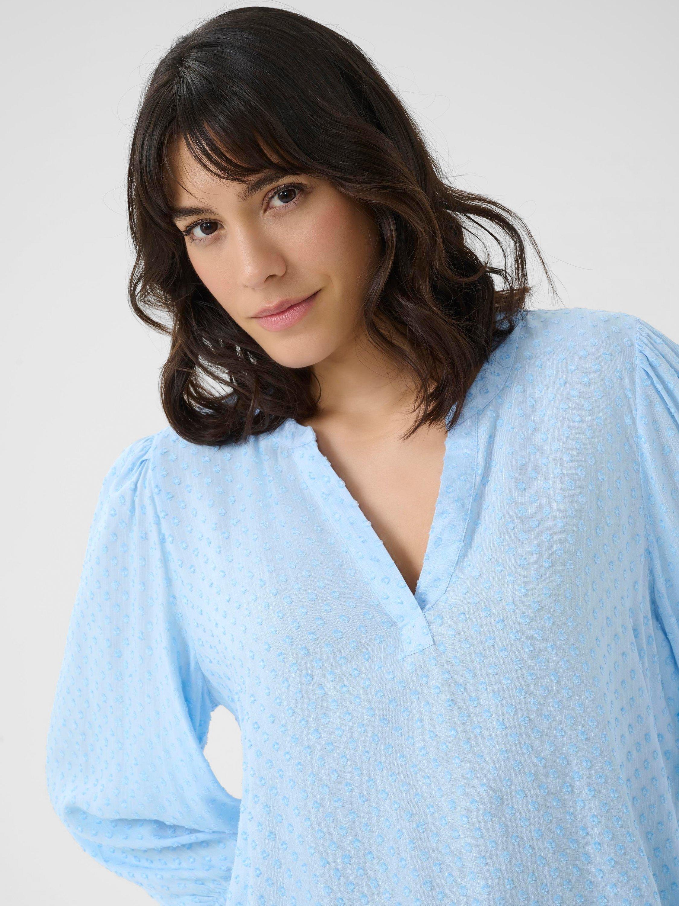 Product image 4 of 6, which shows KAFFE Annika Textured V-Neck Top, Windsurfer, 8