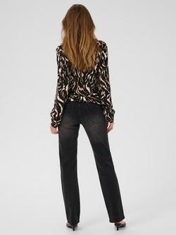 KAFFE KAditte V Neck Blouse - view 2, Black/Multi