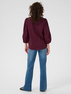 KAFFE KAenya V Neck Cotton Blouse - view 2, Mid Red