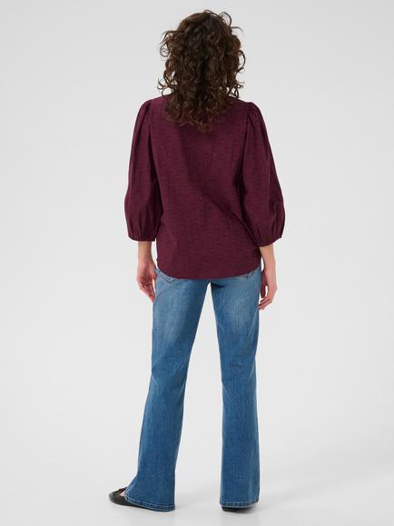 KAFFE KAenya V Neck Cotton Blouse - view 2, Mid Red