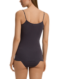 Hanro Seamless Cotton Spaghetti Top, Black Pearl