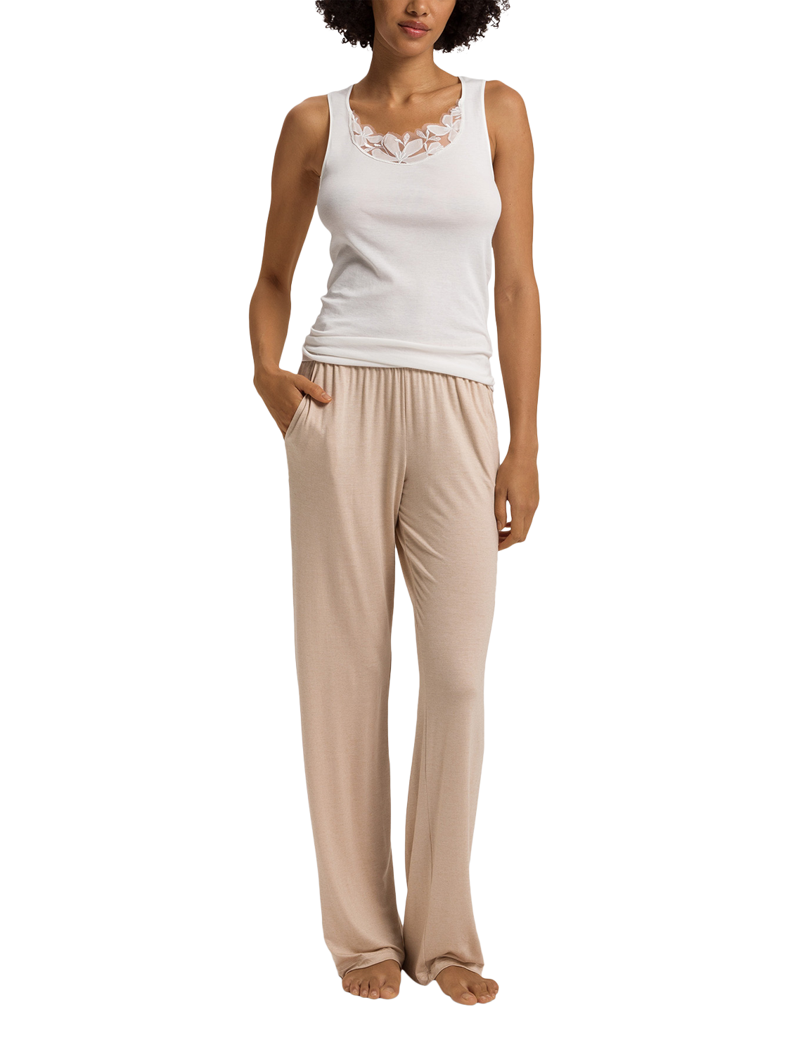 Product image 3 of 6, which shows Hanro Kalea Sleeveless Top, Off White, XS