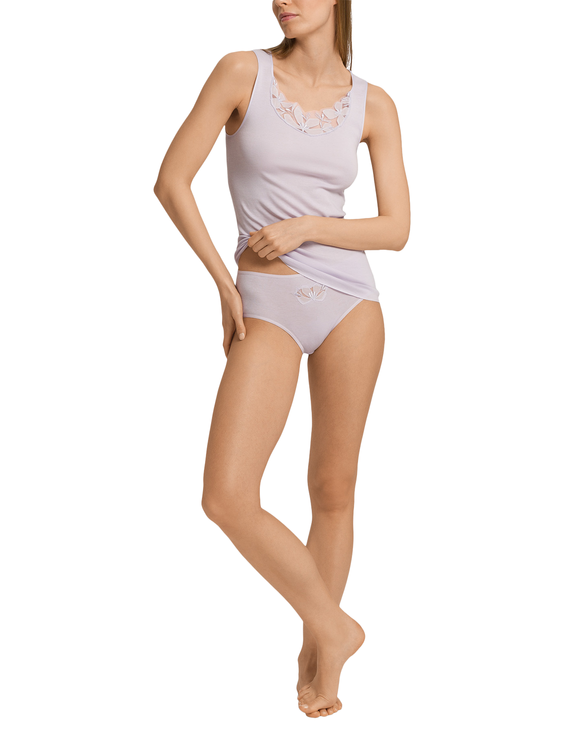 Product image 3 of 6, which shows Hanro Kalea Sleeveless Top, Pink Lavender, XS