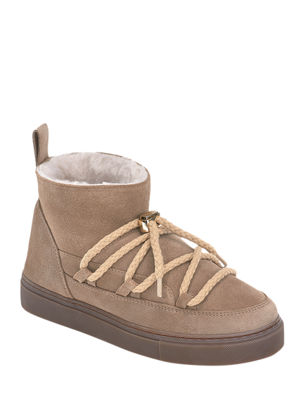 INUIKII Classic Low Suede Trainer Boots, Beige - view 2, Beige