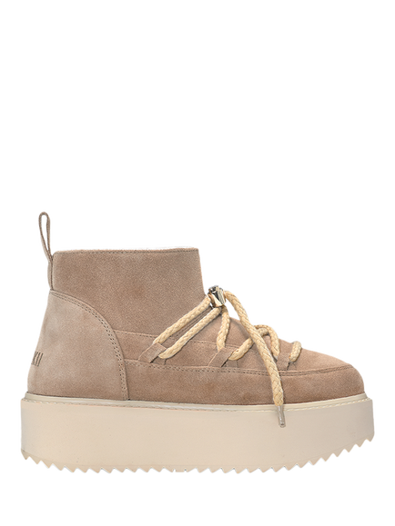 INUIKII Classic Low Platform Suede Snow Boots, Beige, Beige