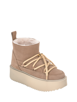 INUIKII Classic Low Platform Suede Snow Boots, Beige - view 2, Beige