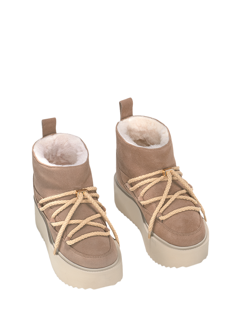 Product image 3 of 6, which shows INUIKII Classic Low Platform Suede Snow Boots, Beige, EU37