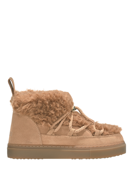 INUIKII Teddy Low Leather Blend Trainer Boots, Beige, Beige