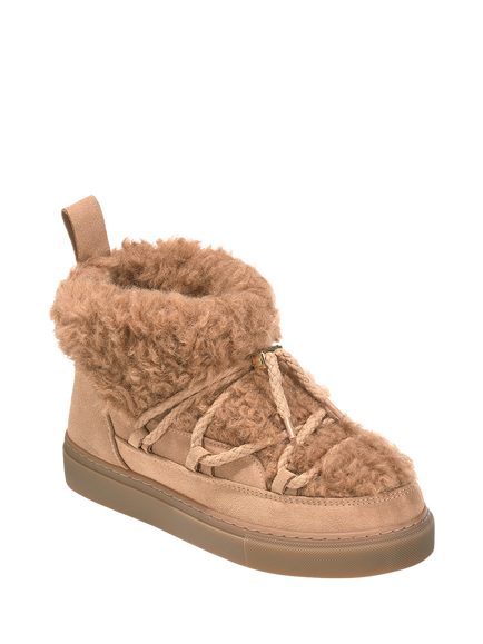 INUIKII Teddy Low Leather Blend Trainer Boots, Beige - view 2, Beige