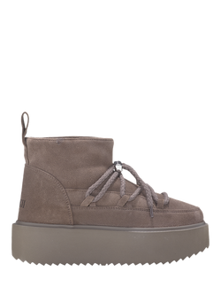 INUIKII Classic Low Platform Suede Snow Boots, Taupe, Taupe