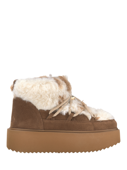 INUIKII Teddy Platform Leather Blend Trainer Boots, Cow, Cow