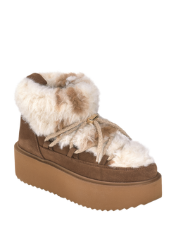 INUIKII Teddy Platform Leather Blend Trainer Boots, Cow - view 2, Cow