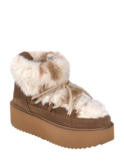 INUIKII Teddy Platform Leather Blend Trainer Boots, Cow - view 2, Cow