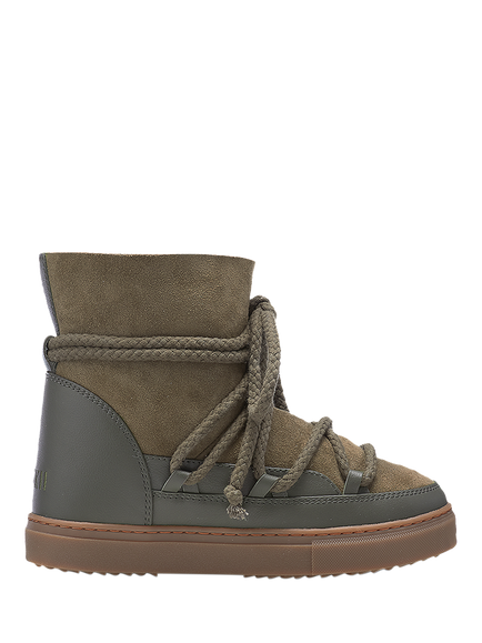 INUIKII Classic Leather Blend Trainer Boots, Olive Green, Olive Green