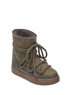 INUIKII Classic Leather Blend Trainer Boots, Olive Green - view 2, Olive Green