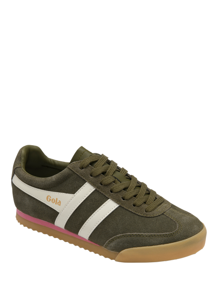 Gola Classics Apollo Suede Trainers, Khaki/Coral Pink - view 2, Khaki/Coral Pink