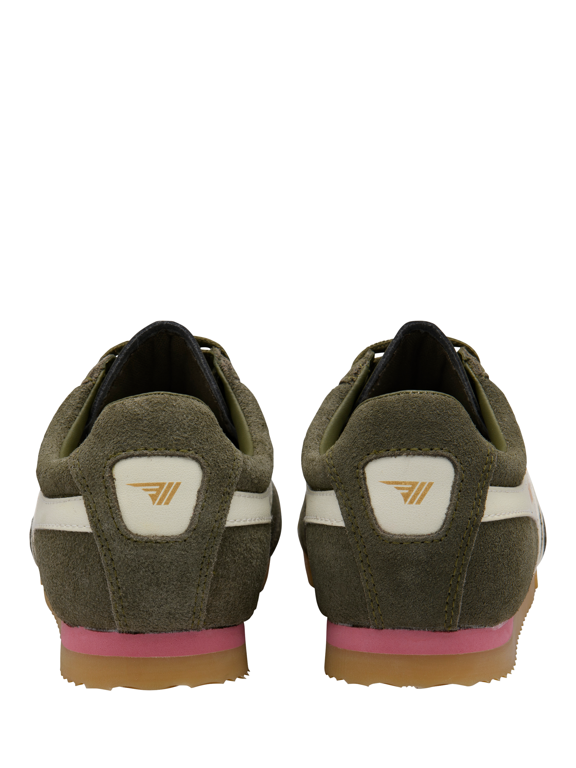 Product image 4 of 5, which shows Gola Classics Apollo Suede Trainers, Khaki/Coral Pink, 4