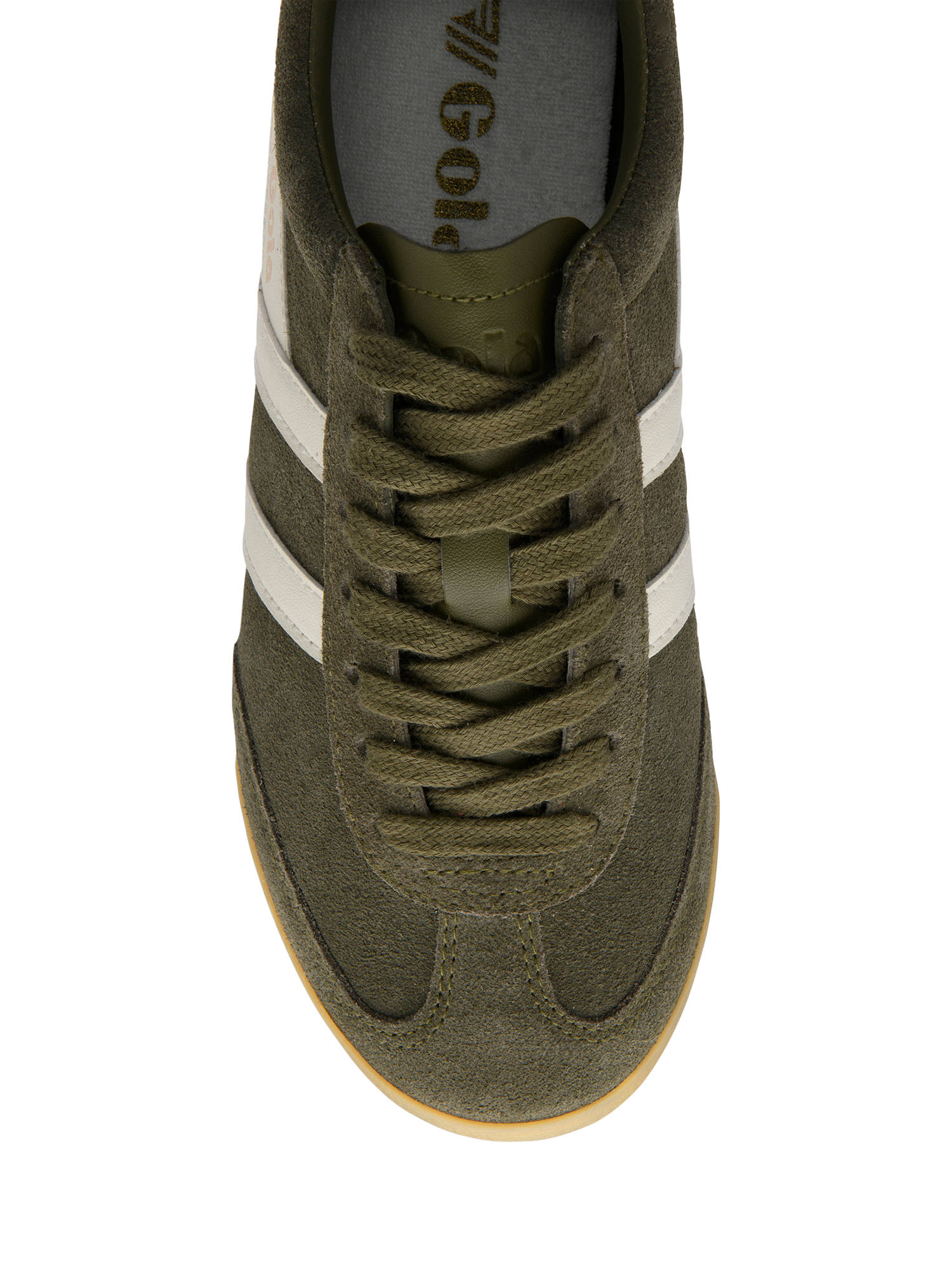 Product image 5 of 5, which shows Gola Classics Apollo Suede Trainers, Khaki/Coral Pink, 4