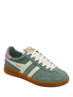 Gola Classics Cyclone Suede Trainers, Green/White/Candy - view 2, Green/White/Candy