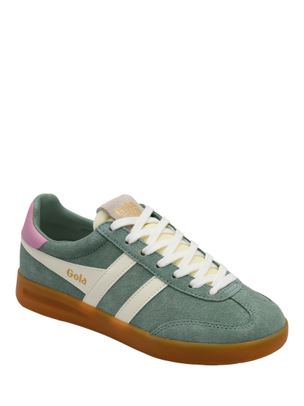 Gola Classics Cyclone Suede Trainers, Green/White/Candy - view 2, Green/White/Candy