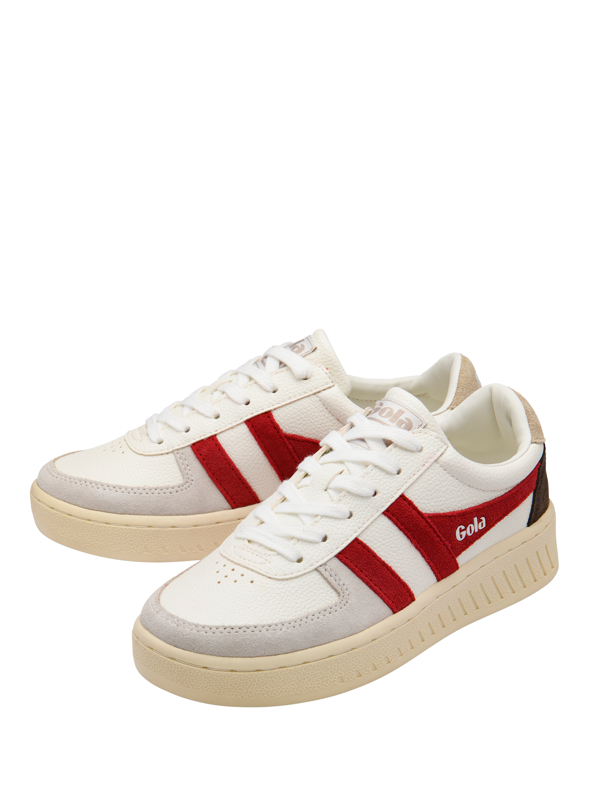 Product image 3 of 5, which shows Gola Grandslam Trident Trainers, White/Lollipop/Bone, 4