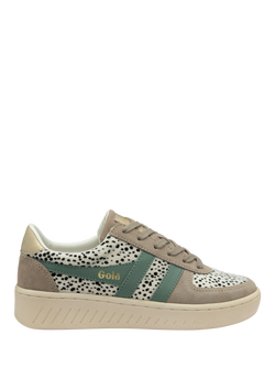 Gola Grandslam Savanna Suede Trainers, Black/White/Green Mist, Black/White/Green Mist