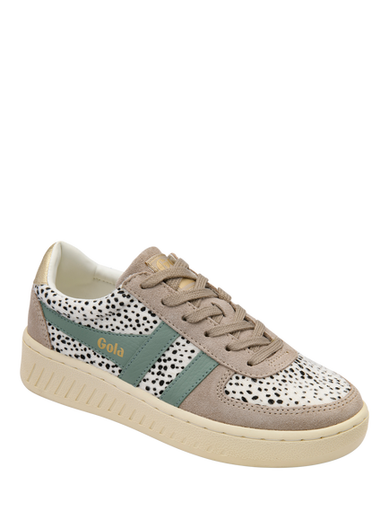 Gola Grandslam Savanna Suede Trainers, Black/White/Green Mist - view 2, Black/White/Green Mist