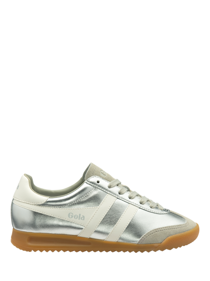 Gola Torpedo Leather Trainers, Silver/White, Silver/White